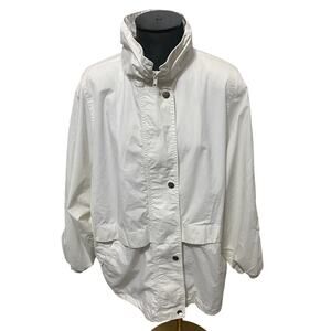 London Fog Women's Jacket 2X Plus White Lightweight Lined Button Up Spring Coat